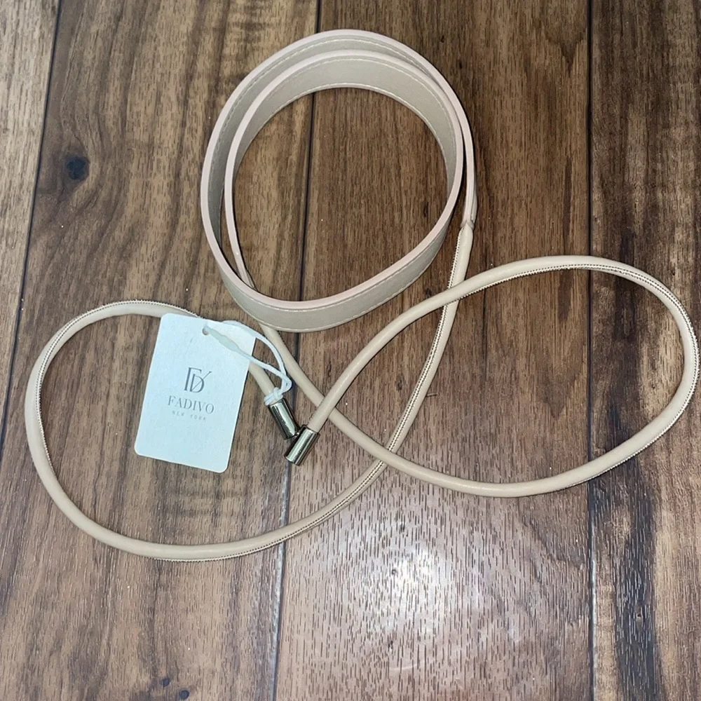 Fadivo Women’s OS Tan Tie Wrap Belt 64” NWT Pleather Vegan Leather